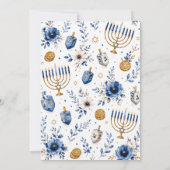 Invitation Fête de Hanukkah bleu et or (Dos)