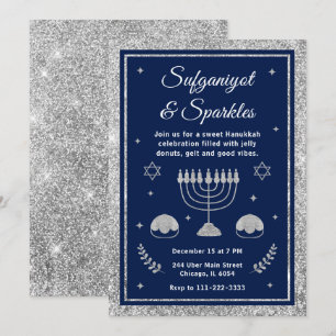 Invitation Fête de Hanukkah Sufganiyot & Étincelles