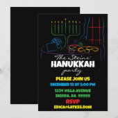 Invitation Fête de Hanukkah Table de Lumière (Devant / Derrière)