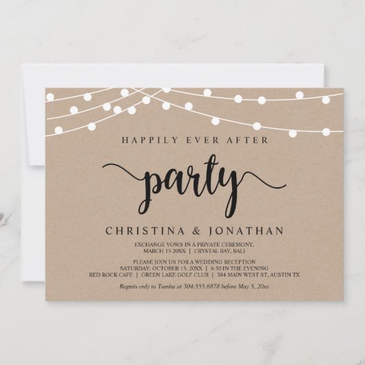 Invitation Fête de « Heureux pour toujours », évasion aux lum (Devant)