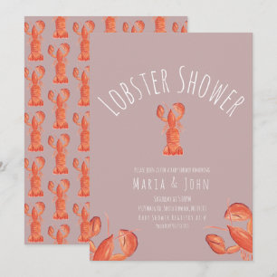 Invitation Fête de homard à l'aquarelle Baby Shower Crabe Far