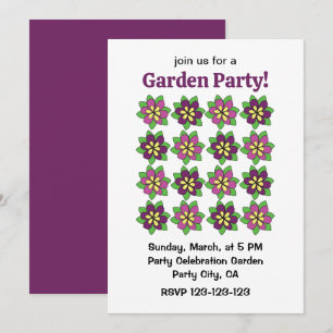 Invitation Fête de Jardin aux Fleurs de Clématite Violette