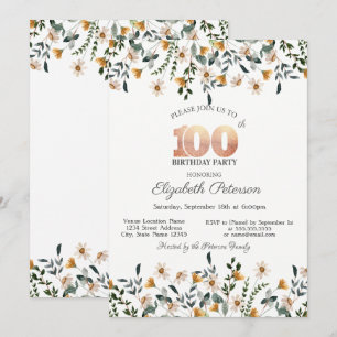 Invitation Fête de jardin aux fleurs sauvages aquarelle 100e 