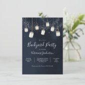 Invitation Fête de Jardin avec Bougies dans des Pots Mason so (Debout devant)