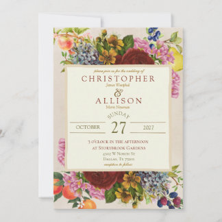Invitation Fête de Jardin Botanique Fleurs & Fruits Mariage