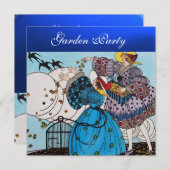Invitation FÊTE DE JARDIN DES OISEAUX DE PRINTEMPS ,Saphir Bl (Devant / Derrière)
