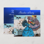 Invitation FÊTE DE JARDIN DES OISEAUX PRINTANIERS ,Saphir Ble (Devant / Derrière)