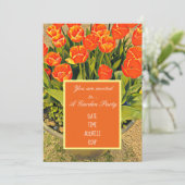 Invitation Fête de jardin design moderne fleur de tulipe (Debout devant)