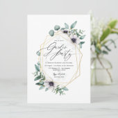 Invitation Fête de jardin élégante aux pastels eucalyptus et  (Debout devant)