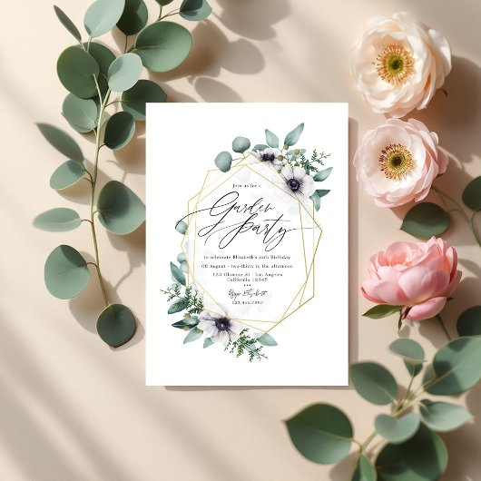 Invitation Fête de jardin élégante aux pastels eucalyptus et 