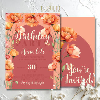 Invitation Fête de Jardin Floral Rustique Anniversaire Fleur