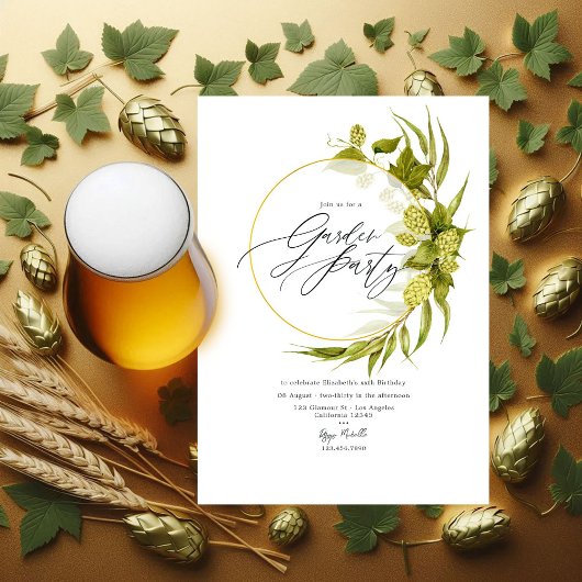 Invitation Fête de jardin géométrique de la bière de saule