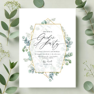 Invitation Fête de jardin géométrique Eucalyptus tendance