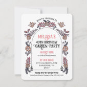 Invitation Fête de Jardin Rose 40e Anniversaire (Devant)