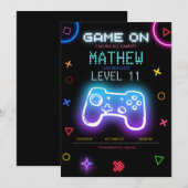 Invitation Fête de jeu vidéo Anniversaire de jeu Anniversaire (Devant / Derrière)