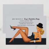 Invitation Fête de jeune fille avant le mariage Cabaret (Devant / Derrière)