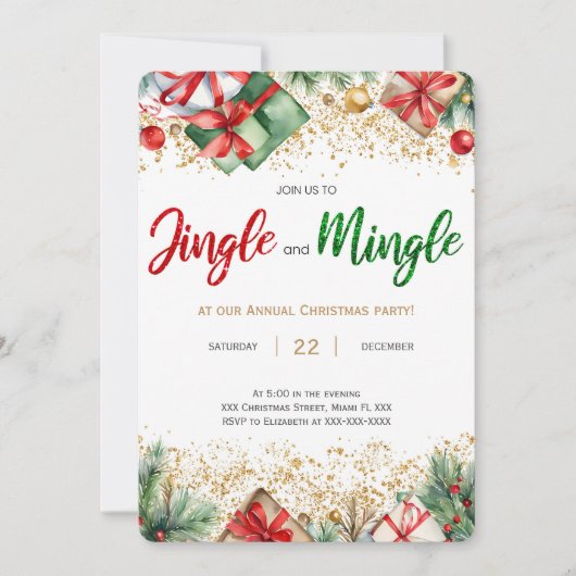 Invitation Fête De Jingle Et Mingle (Devant)