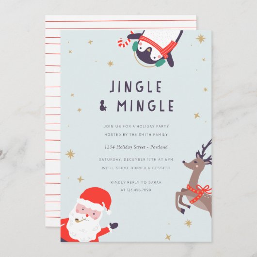 Invitation Fête de Jingle et Mingle (Devant / Derrière)