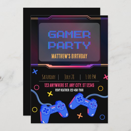 Invitation - Fête de Joueur - Personnaliser Nom Âg (Devant / Derrière)