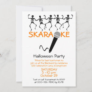 Invitation Fête de Karaoke Halloween squelettes dansants pers