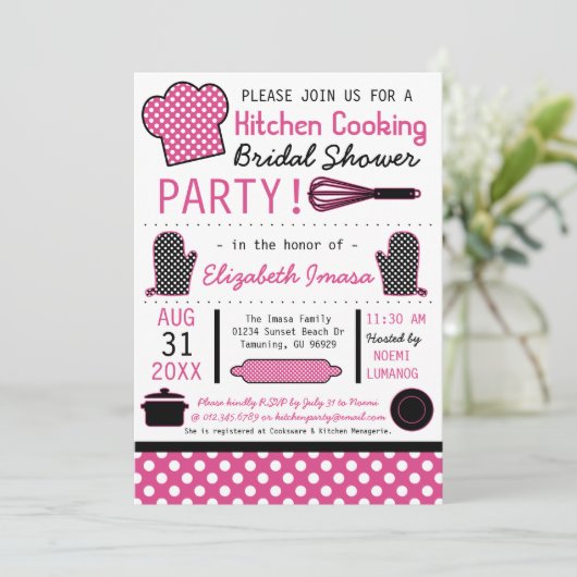 Invitation Fête de Kitchen Cooking Bridal (Debout devant)