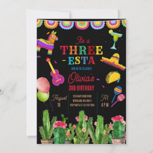 Invitation Fête de la bannière mexicaine Trois Esta Girl Birt