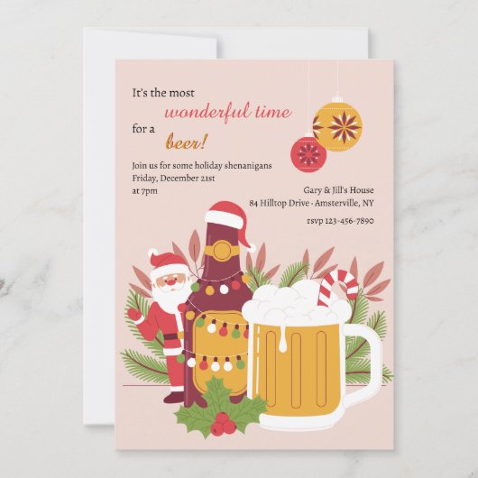 Invitation Fête de la bière de Noël (Devant)