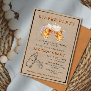 Invitation Fête de la bière rustique papa pour être Baby show