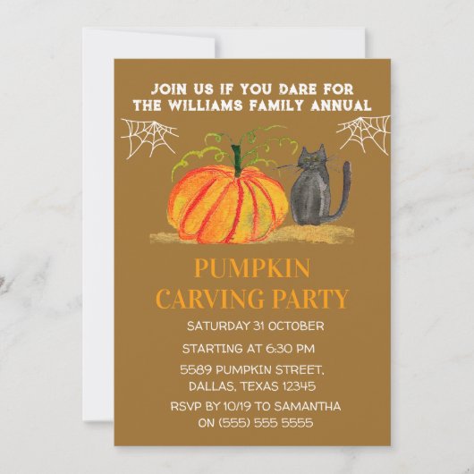Invitation Fête de la Carotte Citrouille annuelle Halloween (Devant)