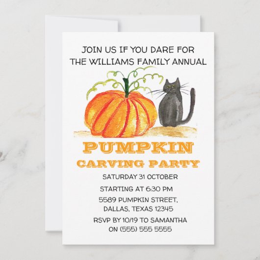 Invitation Fête de la Carotte Citrouille annuelle Halloween (Devant)