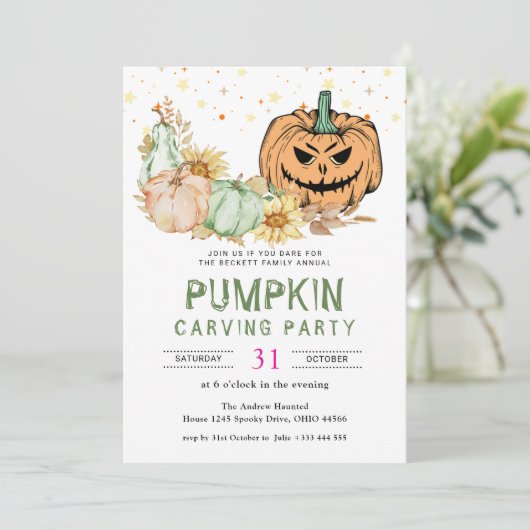 Invitation Fête de la Carotte Citrouille annuelle Halloween (Debout devant)
