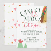Invitation Fête de la Cinco De Mayo avec des tacos (Devant / Derrière)