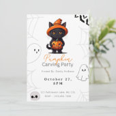 Invitation Fête de la Citrouille de la caravane noire Jack-O' (Debout devant)