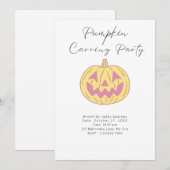 Invitation Fête de la Citrouille de la caravane orange rose J (Devant / Derrière)