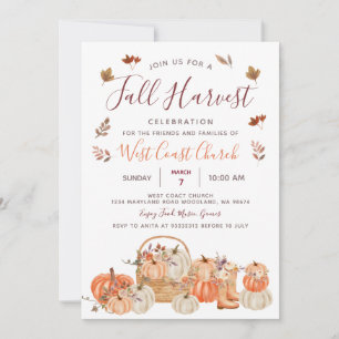 Invitation Fête de la citrouille de la récolte d'automne, com