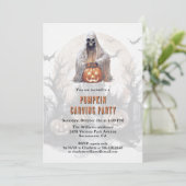 Invitation Fête de la Citrouille éffrayante de la sculpture H (Debout devant)