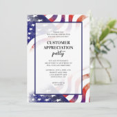 Invitation Fête de la clientèle avec drapeau patriotique (Debout devant)