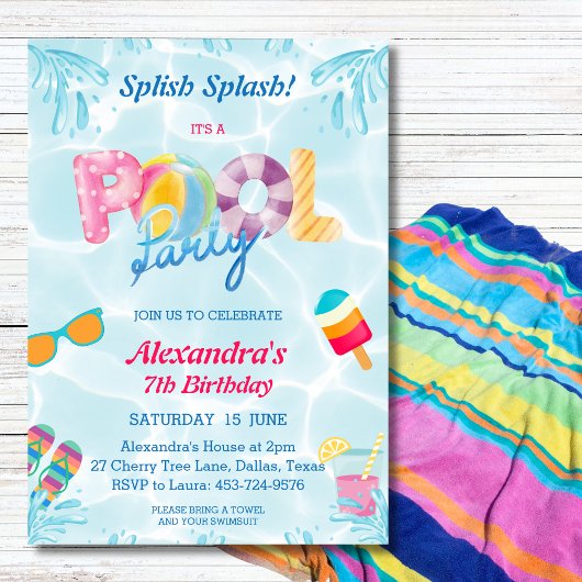 Invitation Fête de la Cool de la fille de la  de Splish Moder