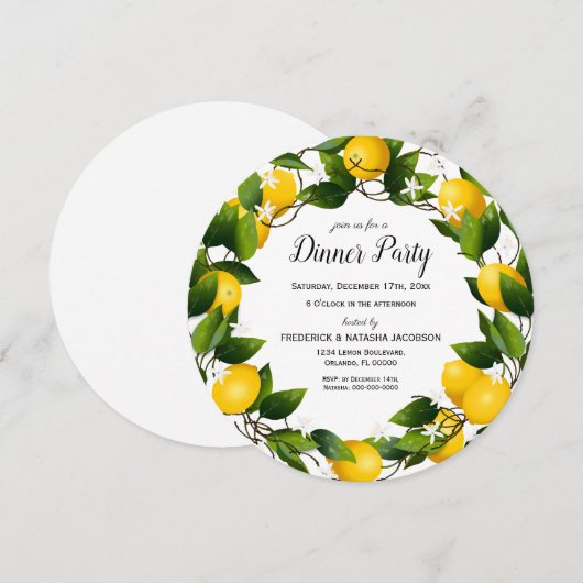 Invitation Fête de la Couronne de Citron (Devant / Derrière)