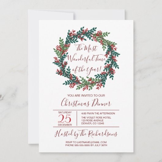 Invitation Fête de la couronne de Noël (Devant)