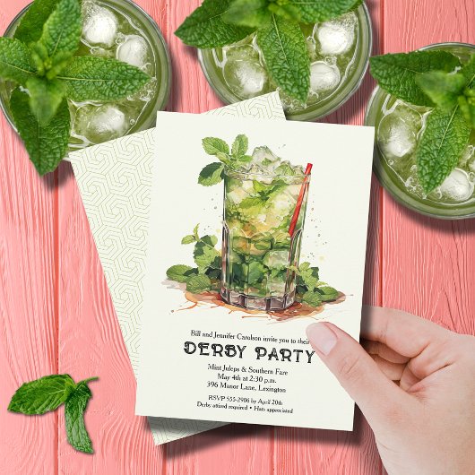 Invitation Fête de la course de chevaux avec Mint Julep
