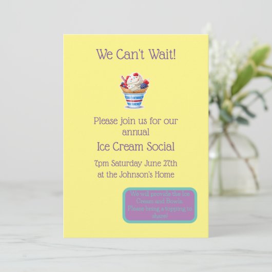 Invitation Fête de la crème glacée (Debout devant)