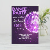 Invitation Fête de la danse Purple Disco Girl Anniversaire (Debout devant)
