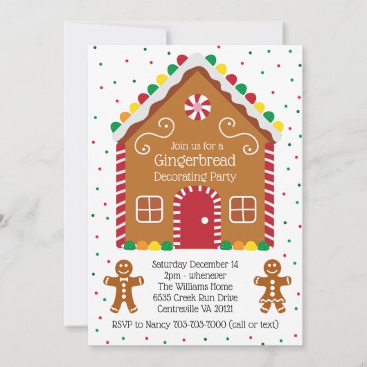 Invitation Fête de la décoration des biscuits en pain d'épice (Devant)