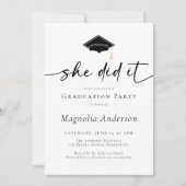 Invitation Fête De La Diplôme Elle L'A Fait Photo (Devant)