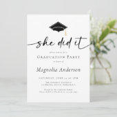 Invitation Fête De La Diplôme Elle L'A Fait Photo (Debout devant)