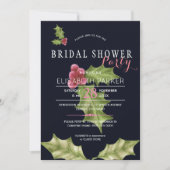 Invitation Fête de la douche nuptiale de Noël des baies sèche (Devant)