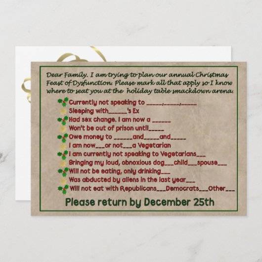 Invitation Fête de la dysfonction (Devant / Derrière)