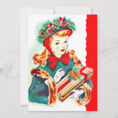 Invitation Fête de la femme de Noël rétro (Devant)