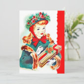 Invitation Fête de la femme de Noël rétro (Debout devant)